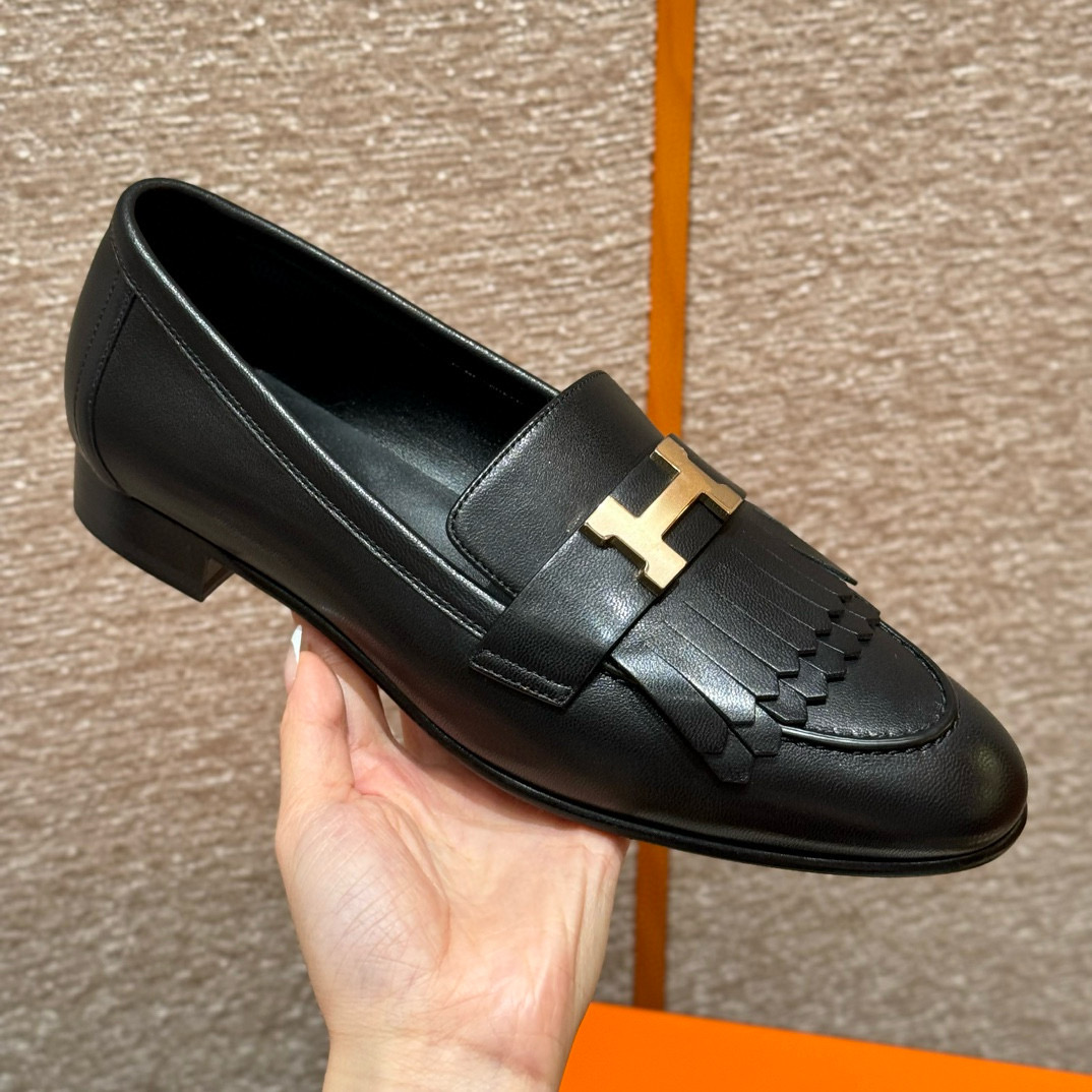 에르메스 Hermes 192 Royal loafer Goathide&89 Noir gold