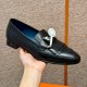 에르메스 Hermes 192 Royal loafer Goathide&89 Noir silver