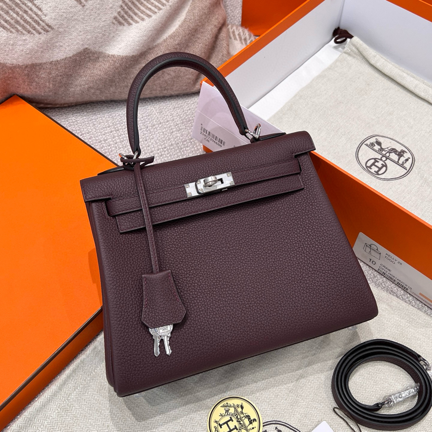 에르메스 Hermes Kelly 25cm Germany Leather 0G Rouge seller/silver