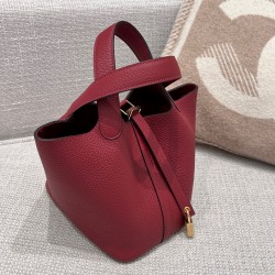 에르메스 Hermes Picotin 18cm Germany Leather K1 Rouge grenat/gold