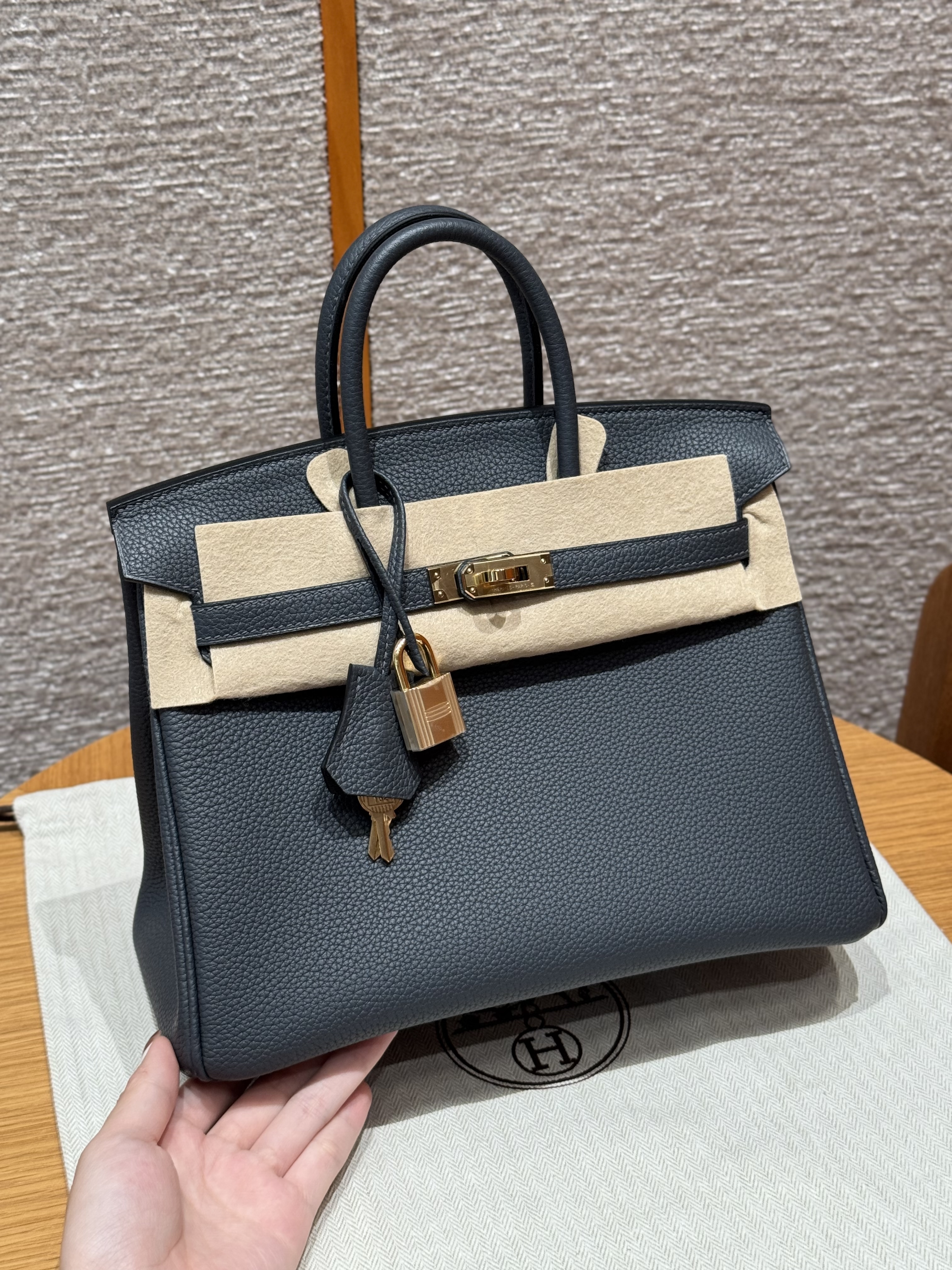 에르메스 Hermes Birkin 25cm Togo H0 Girs Misty/gold