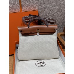 에르메스 Hermes Herbag 31cm canvas and cowhide Beton and 37 Gold/gold