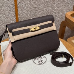 에르메스 Hermes kelly depeches 25cm Togo 46 Ebene/gold