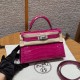 에르메스 Hermes Mini Kelly 19cm Bright faced Alligator J5 Rose Scheherazade/Diamond