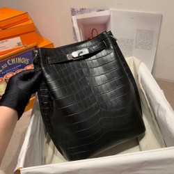 에르메스 Hermes So Kelly 28cm Niloticus 89 Noir/silver