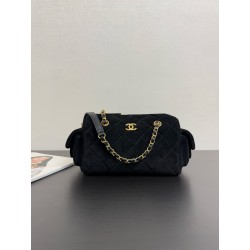 샤넬 Chanel 25k Chain Handle Bowling Bag 99517 Black 24cm