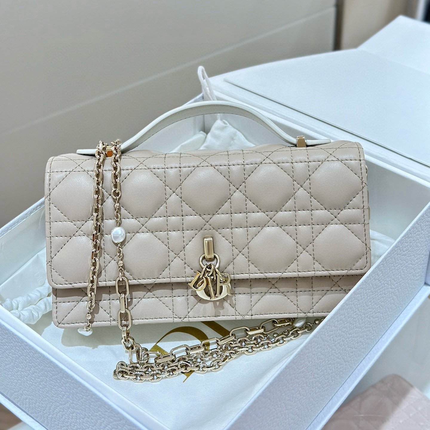 디올 Dior My Dior Mini Bag Beige&White 21cm