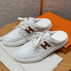 에르메스 Hermes 621 Keep 스니커즈 Calfskin&White and Brown