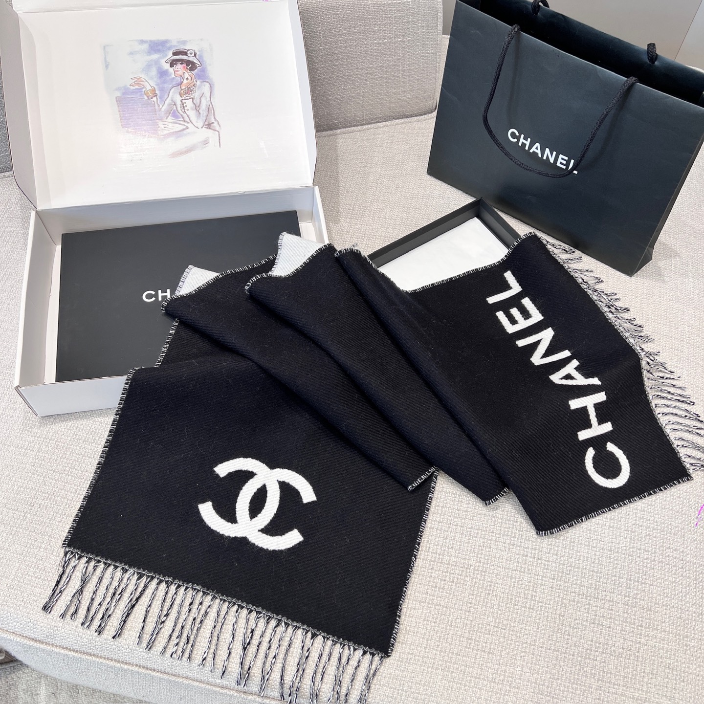 샤넬 CHANEL 스카프 168.4x44.6cm