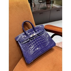 에르메스 Hermes Birkin 25cm France Hcp Alligator crocodile Blue Encre/silver