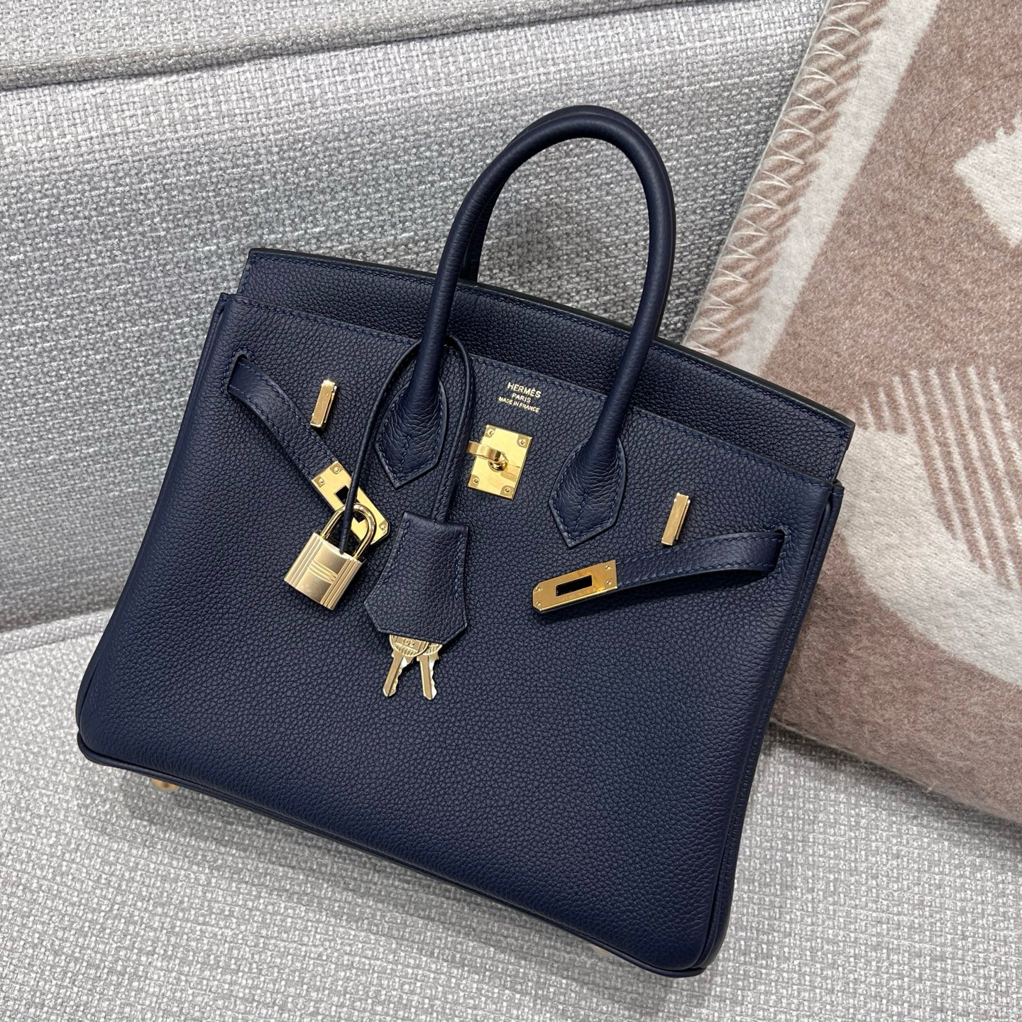 에르메스 Hermes Birkin 25cm Germany Leather 2Z Blue Nuit/gold