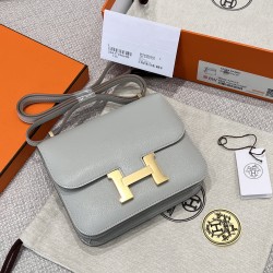 에르메스 Hermes Constance 19cm Mysore 80 Gris Perle/gold