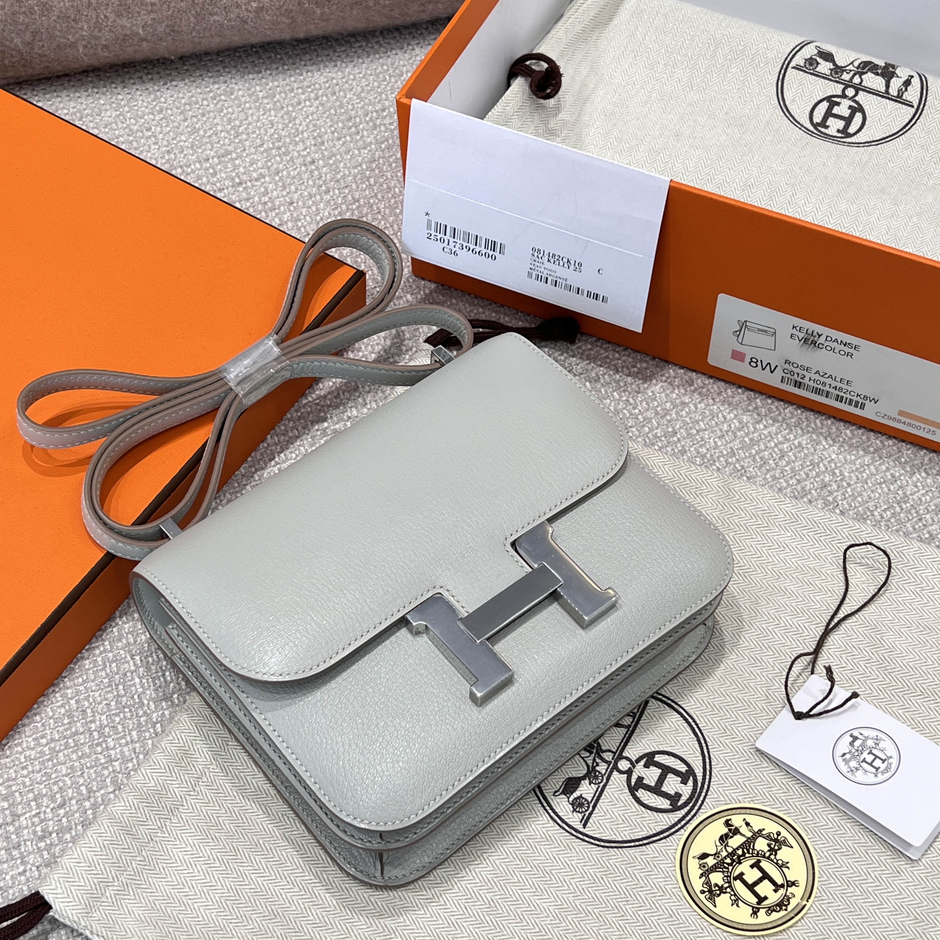 에르메스 Hermes Constance 19cm Mysore 80 Gris Perle/silver