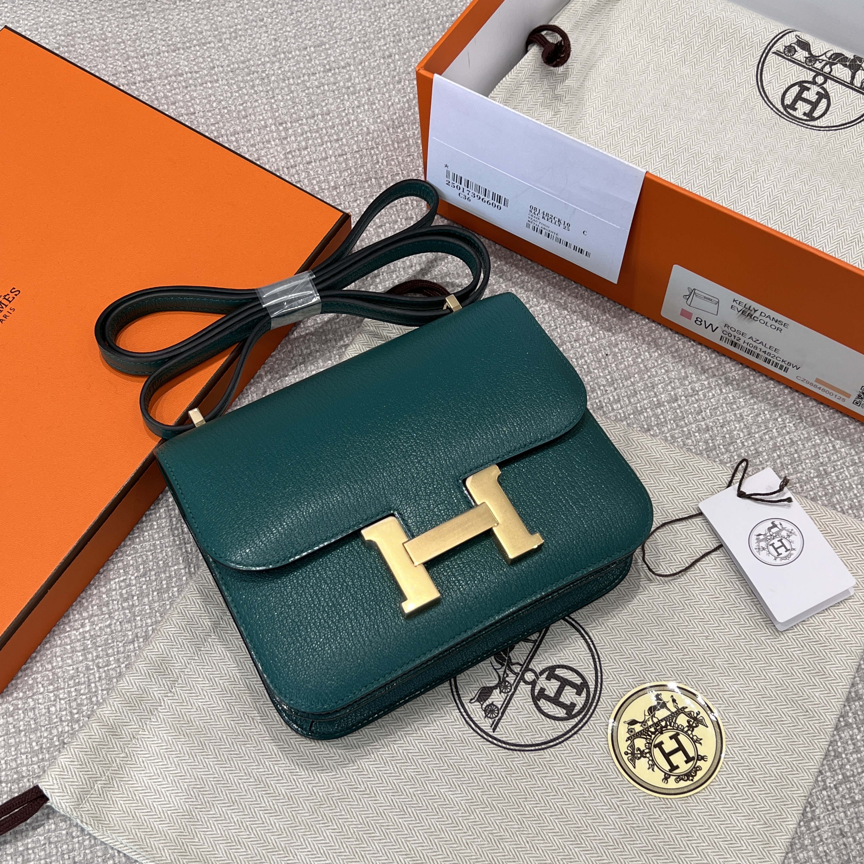 에르메스 Hermes Constance 19cm Mysore Z6 Malachite/gold