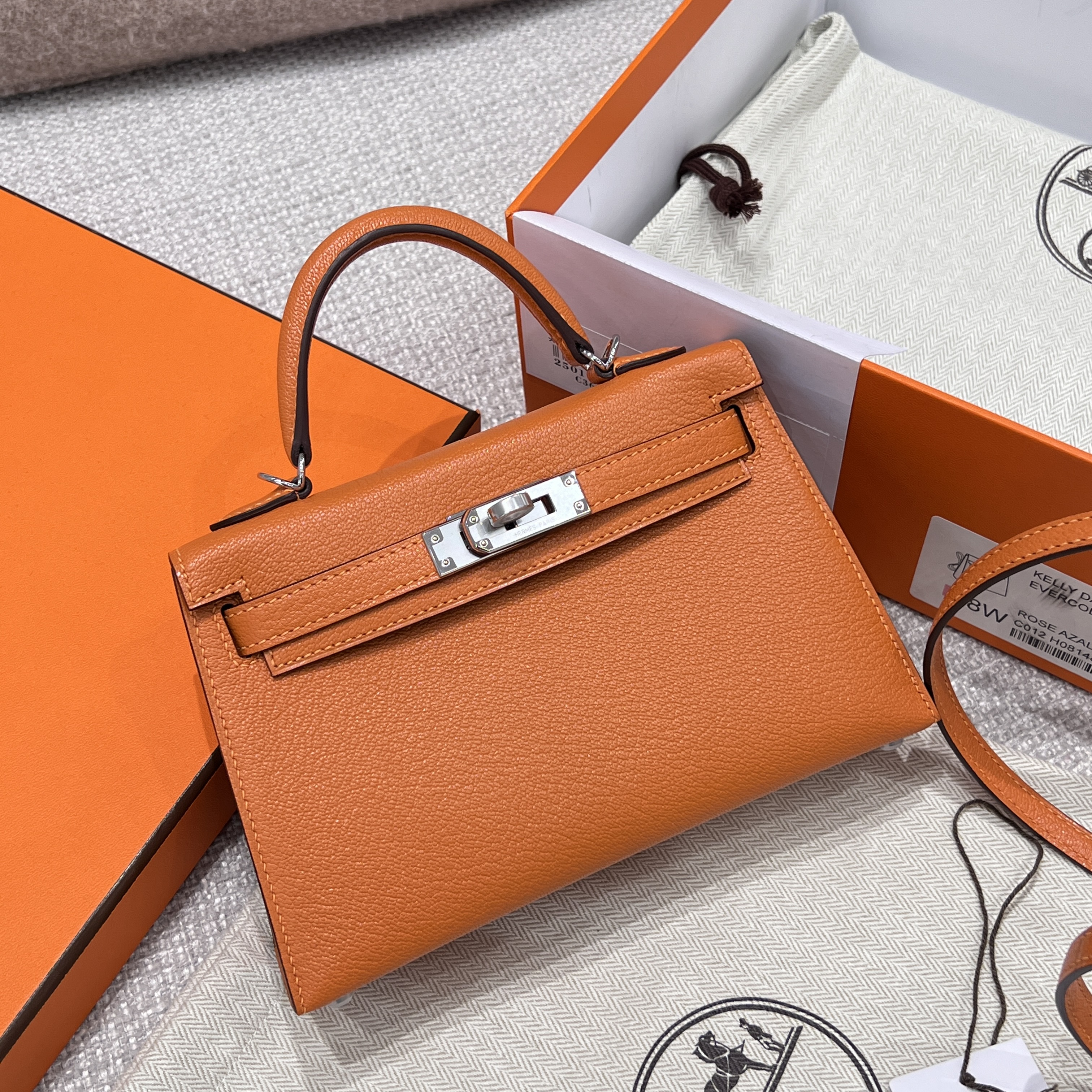 에르메스 Hermes Mini Kelly Mysore 93 Orange/silver