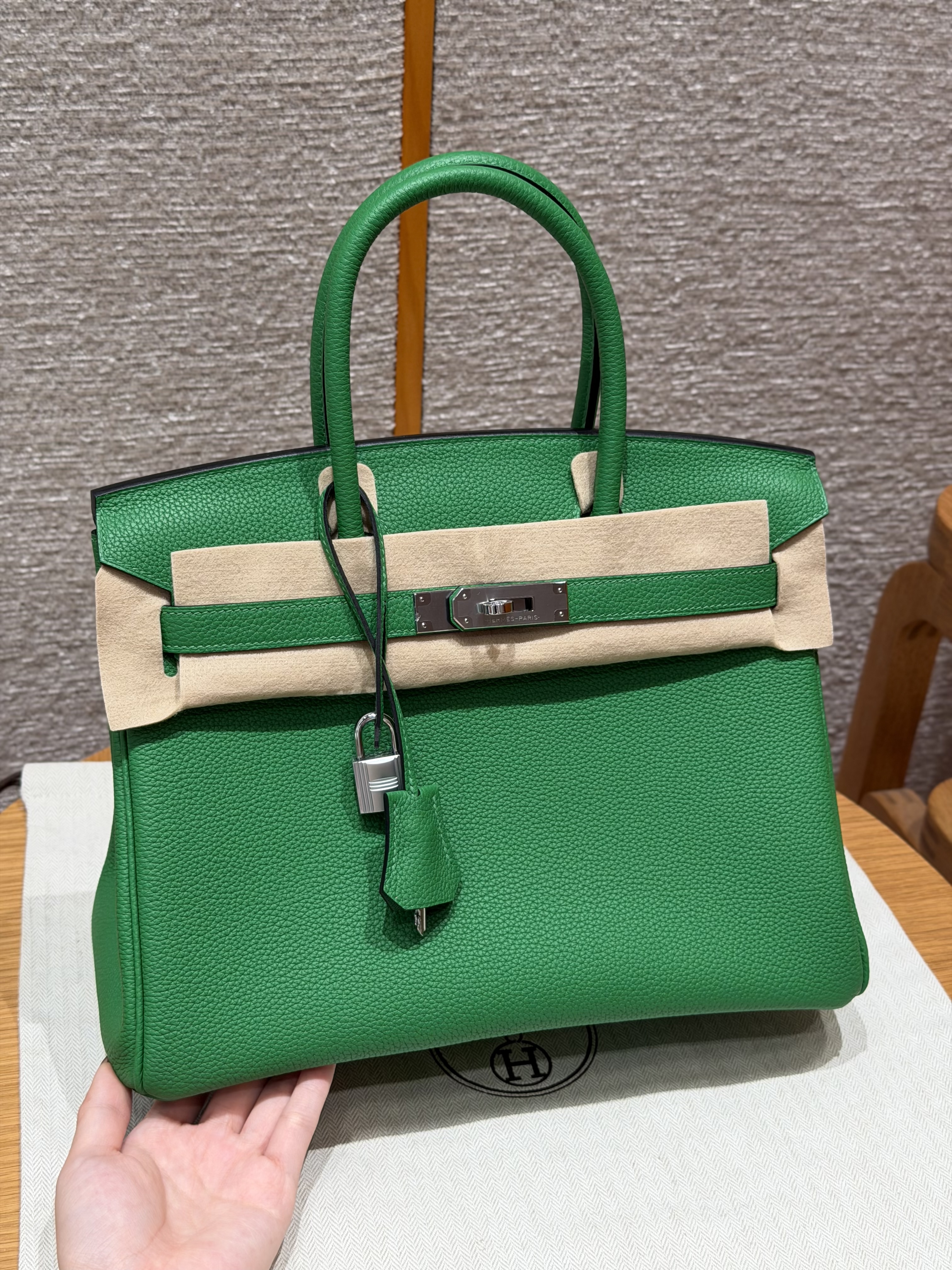에르메스 Hermes Birkin 30cm Togo 1K Bambou/silver