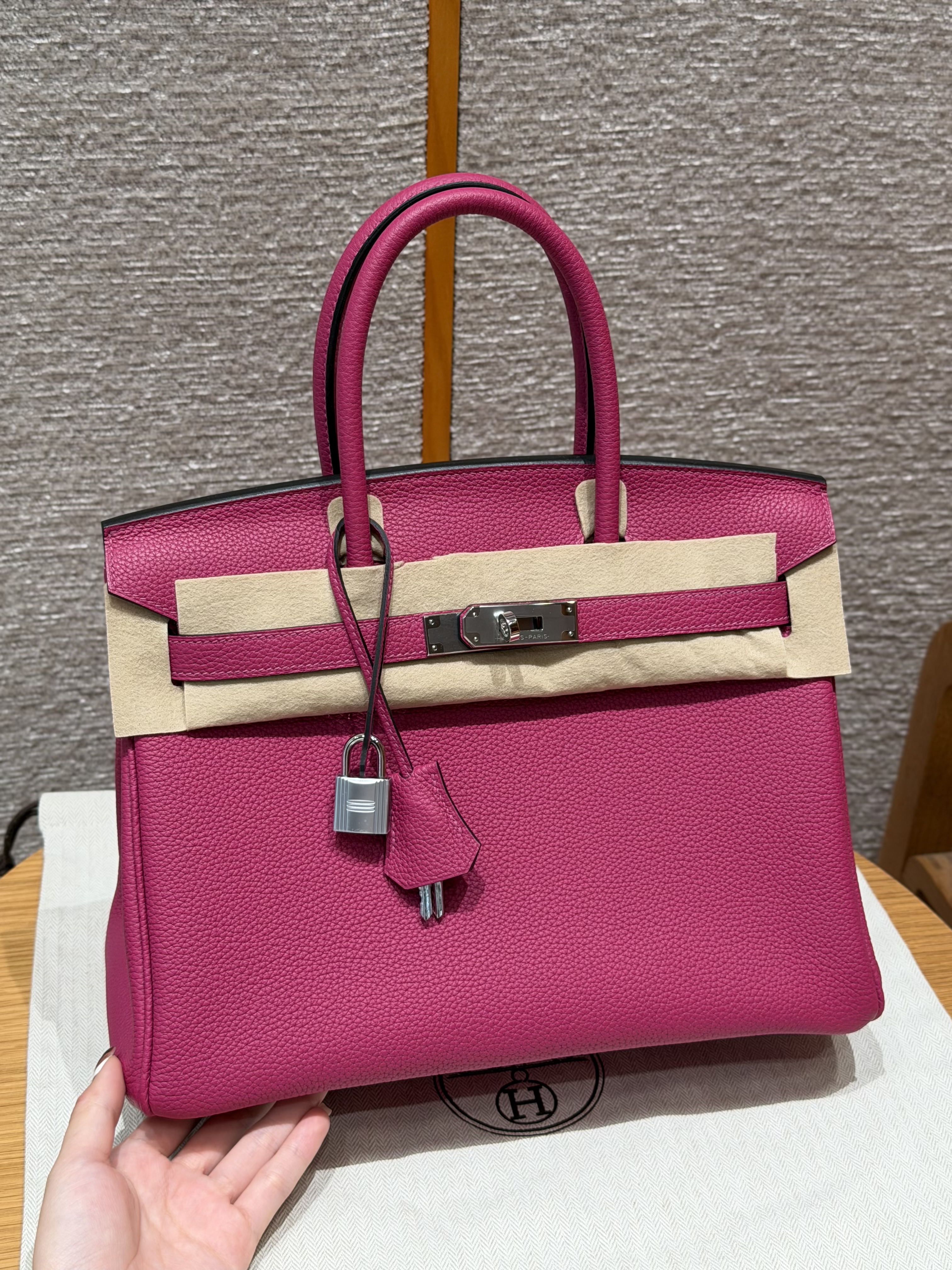 에르메스 Hermes Birkin 30cm Togo L3 Rouge Purple/silver