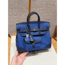 에르메스 Hermes Birkin Cargo 25cm Canvas and Swift Blue Egee 7U Blue Navy/silver