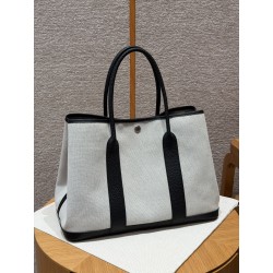 에르메스 Hermes Garden party 36cm Canbas and Negonda ecru ecru Noir