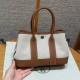 에르메스 Hermes Garden party mini 23cm Canbas and Negonda ecru gold