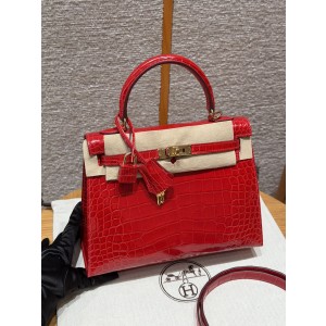 에르메스 Hermes Kelly 25cm Bright faced Alligator 95 Braise/gold