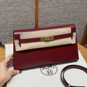 에르메스 Hermes Kelly elan 27cm Box 55 Rouge H/gold