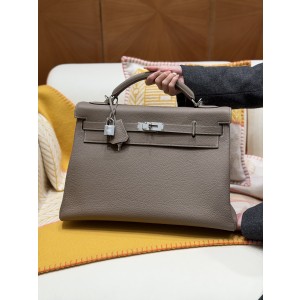 에르메스 Hermes Kelly Maxi 42cm Togo 18 Etoupe/silver