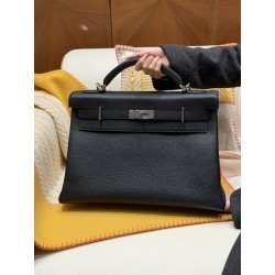 에르메스 Hermes Kelly Maxi 42cm Togo 89 Noir/silver