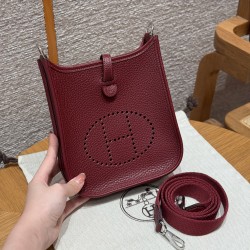 에르메스 Hermes Mini Evelyne 16cm clemence 57 Bordeaux/silver