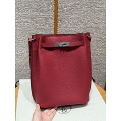 에르메스 Hermes So Kelly 22cm Togo B5 Ruby/silver