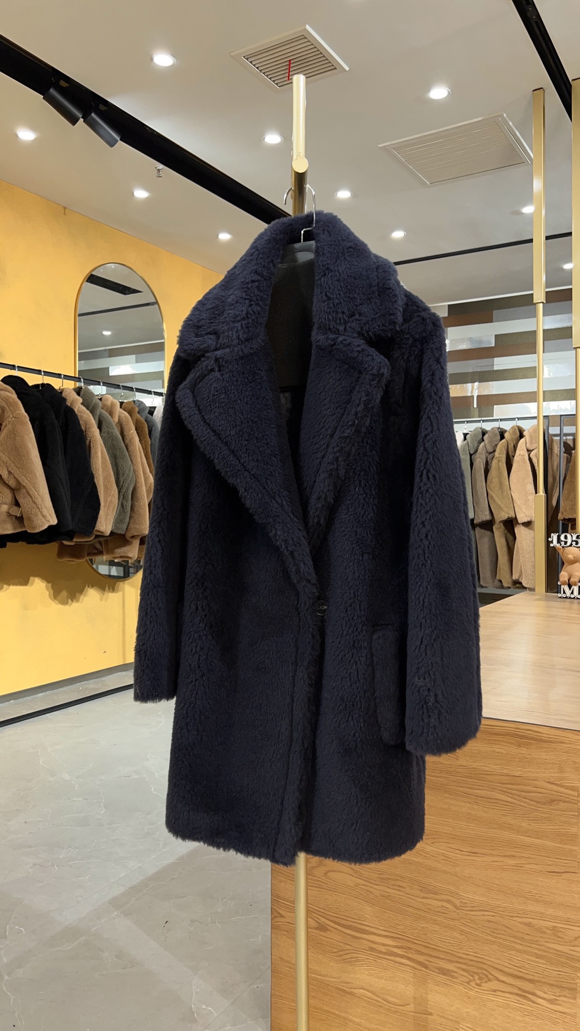막스마라 Max Mara Teddy Bear Icon Coat 테디베어 （짧은 항）코트 Midnight Blue 암 청색