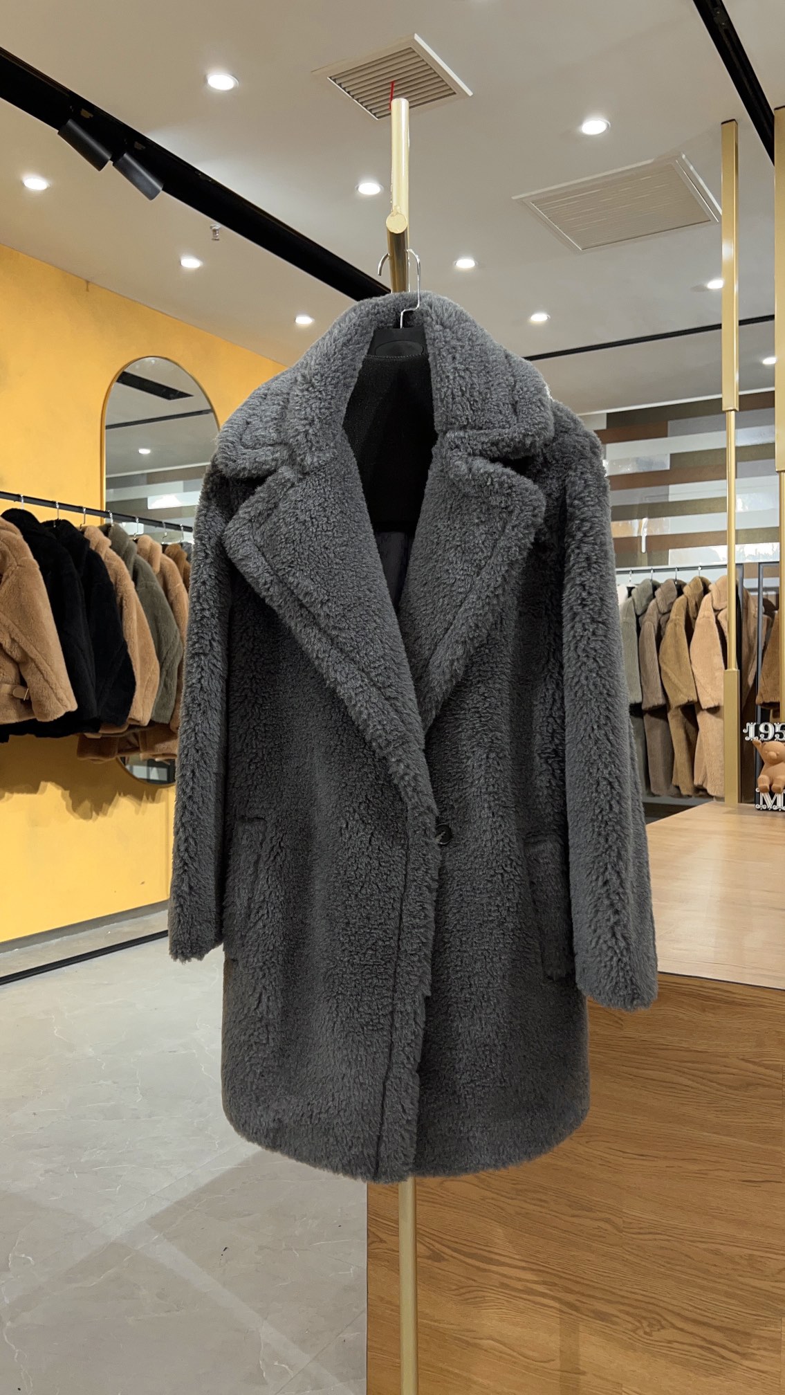 막스마라 Max Mara Teddy Bear Icon Coat 테디베어 （짧은 항）코트 Dark gray 짙은 회색