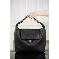 샤넬 Chanel 25k AS5838 Maxi Hobo Bag Black 43cm