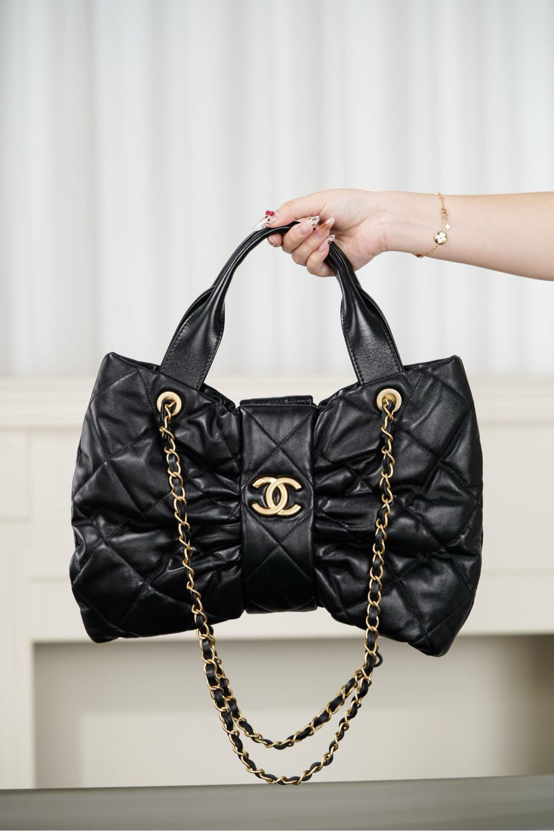샤넬 Chanel 25k AS5851 Bow bag Black 38cm
