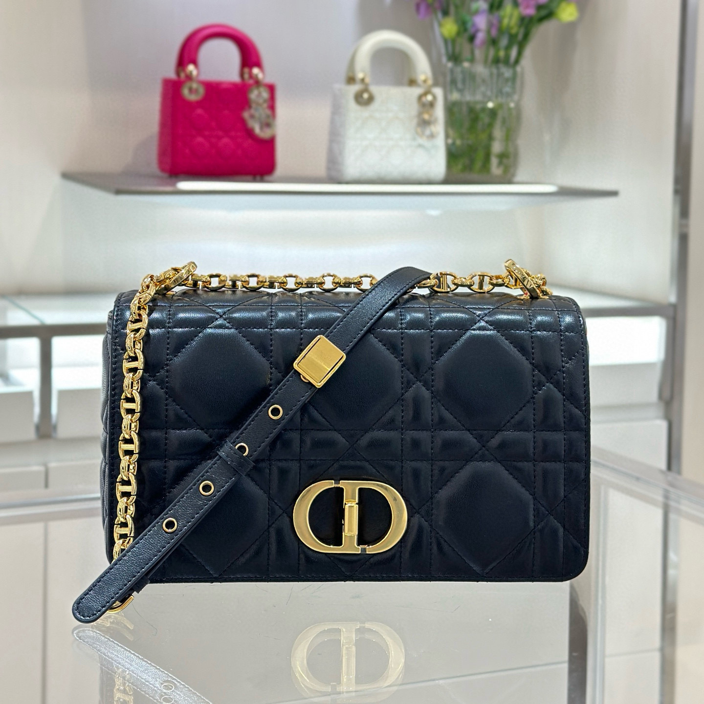 디올 Dior Medium Dior Caro Bag Black 25cm