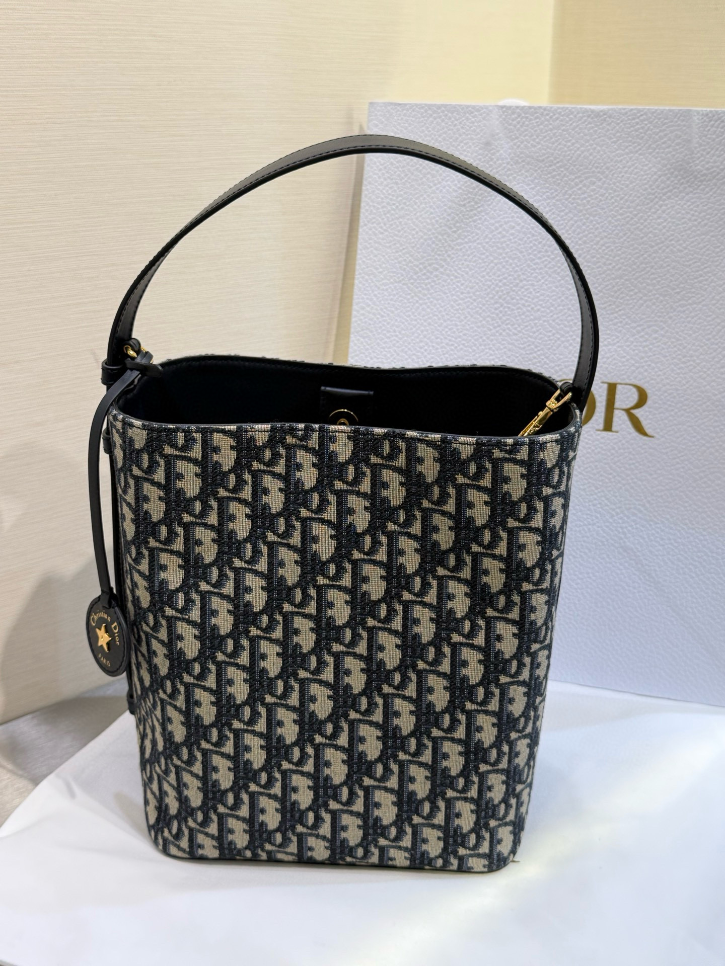 디올 Dior Diorstar Bucket bag Oblique Blue 24cm