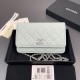 샤넬 Chanel AP3723 Classic Wallet On Chain WOC Light blue 20cm