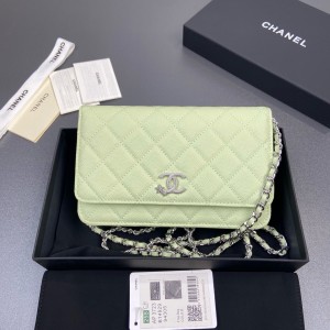 샤넬 Chanel AP3723 Classic Wallet On Chain WOC Light green 20cm