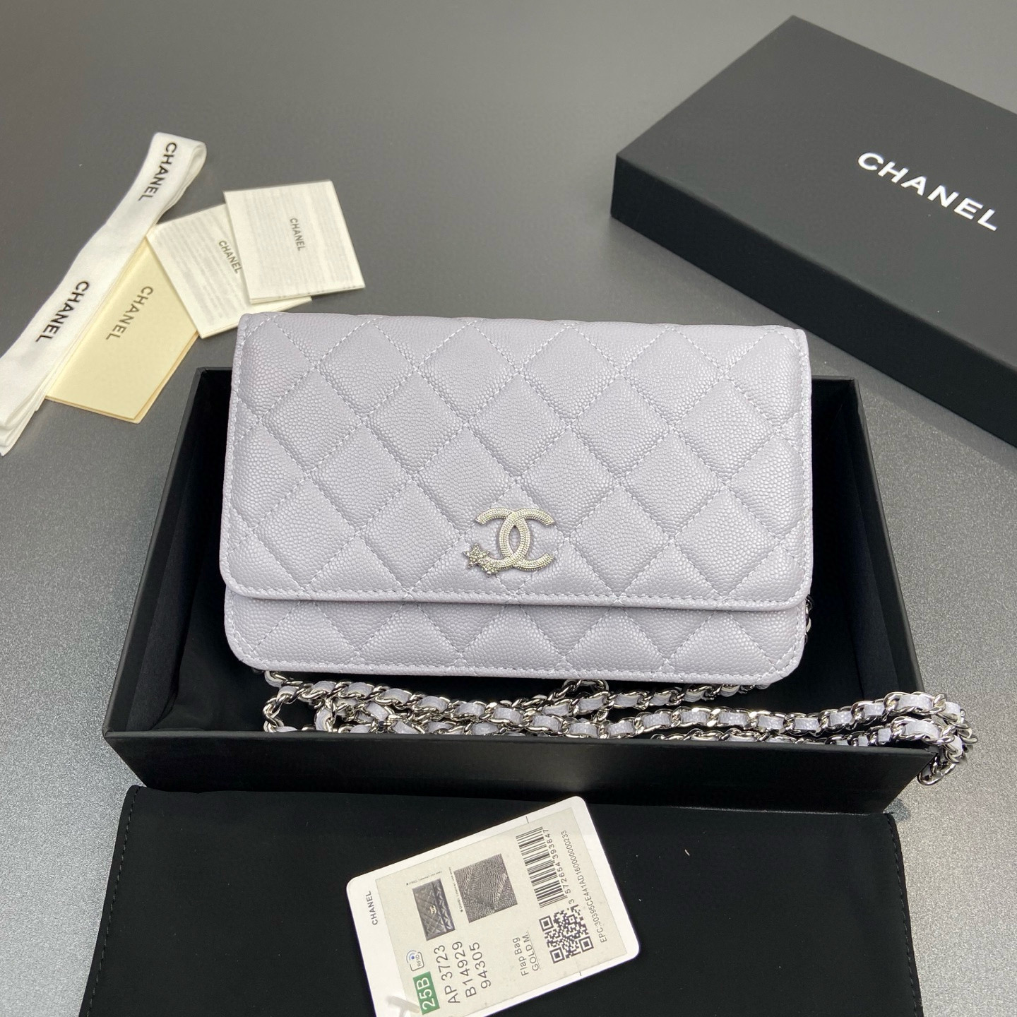 샤넬 Chanel AP3723 Classic Wallet On Chain WOC Light purple 20cm