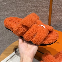 에르메스 Hermes 225 Chypre sandal Woolskin&Orange