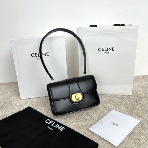 셀린느 Celine 121423 Teen Josephine Bag in Shiny Calfskin Black 18.5cm