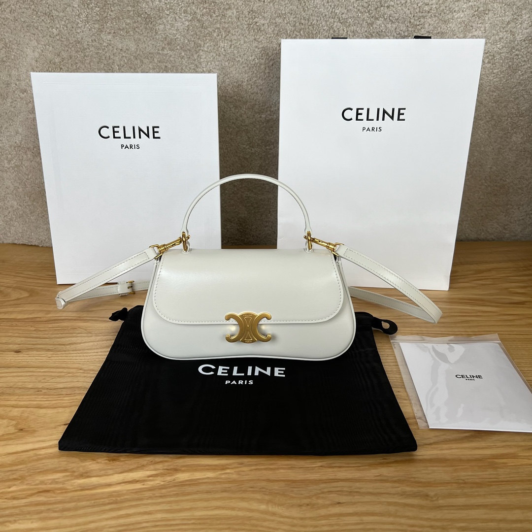 셀린느 Celine 119533 Teen Celine Lola in Shiny Calfskin White 21cm