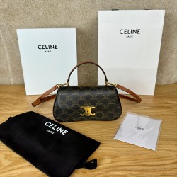 셀린느 Celine 119532 Teen Celine Lola in Triomphe Canvas and Calfskin Tan 20cm