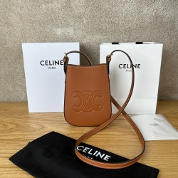 셀린느 Celine 10M753 Heloise Phone Pouch in Supple Calfskin Tan