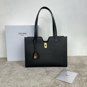 셀린느 Celine 112583 Cabas 16 in Supple Grained Calfskin Black 37cm