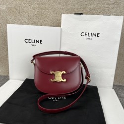셀린느 Celine 110413 Besace Clea in Shiny Calfskin Red 18.5cm