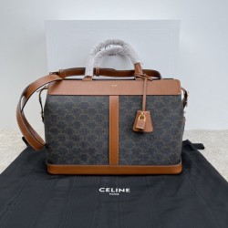 셀린느 Celine 192662 Medium Cabas de France Bag in Triomphe Canvas and Calfskin Tan 37cm