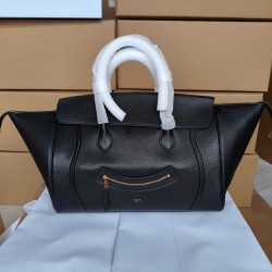 셀린느 Celine 123693 Medium Smiling New Luggage in Supple Shiny Lambskin Black 36cm