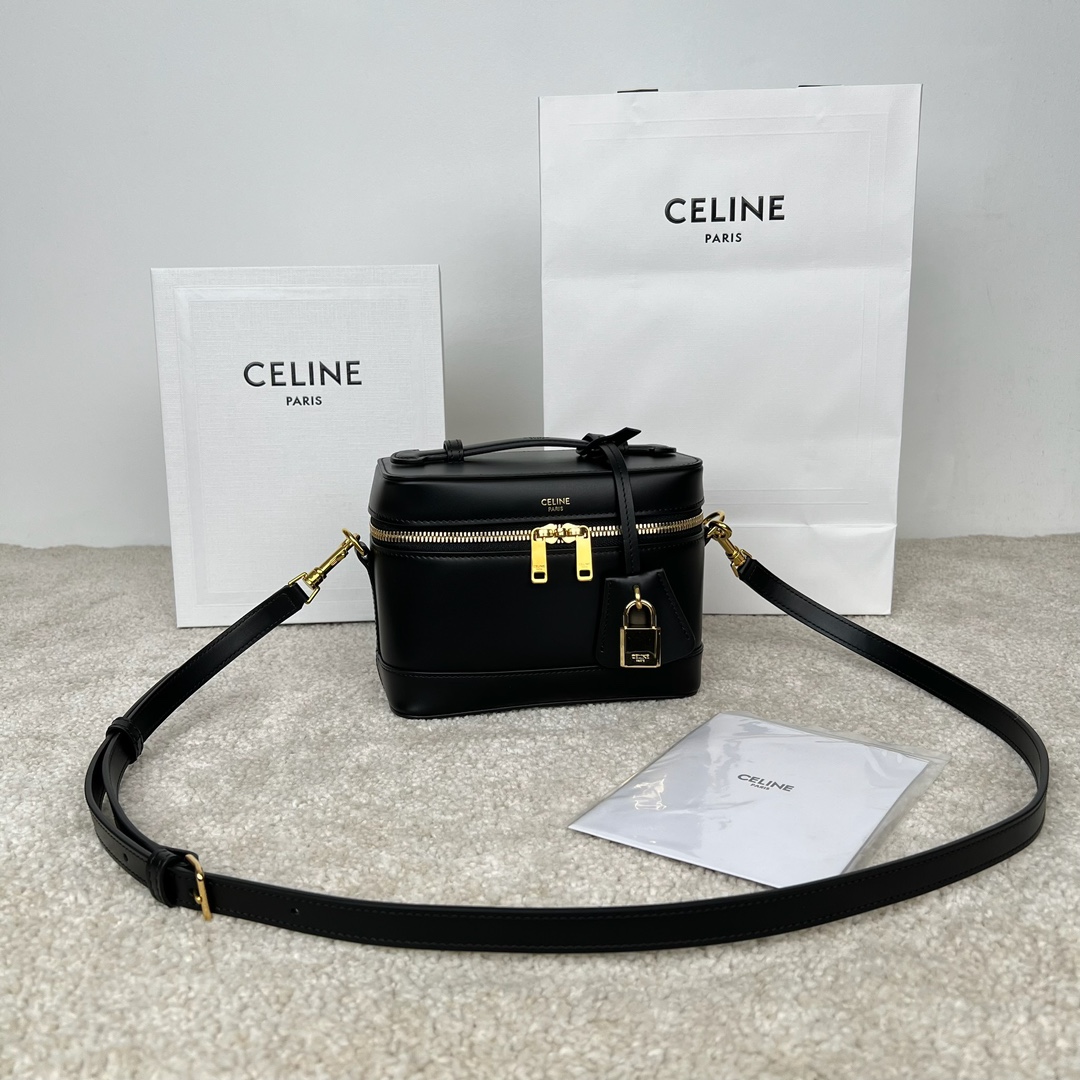 셀린느 Celine 119463 Vanity in Shiny Calfskin Black 18cm
