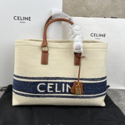 셀린느 Celine 190062 Horizontal Cabas in Textile and Calfskin
